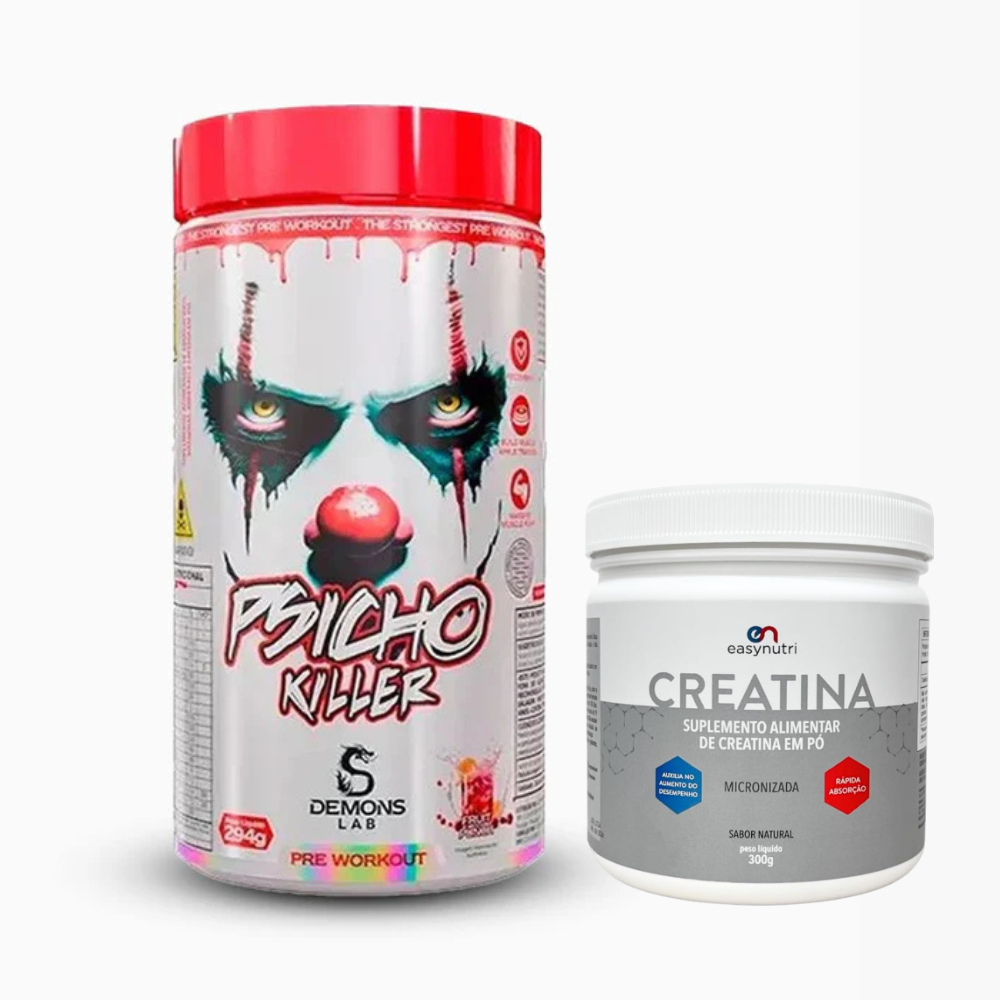 Pré treino Psicho killer 294 + Creatina Easy nutri 300g