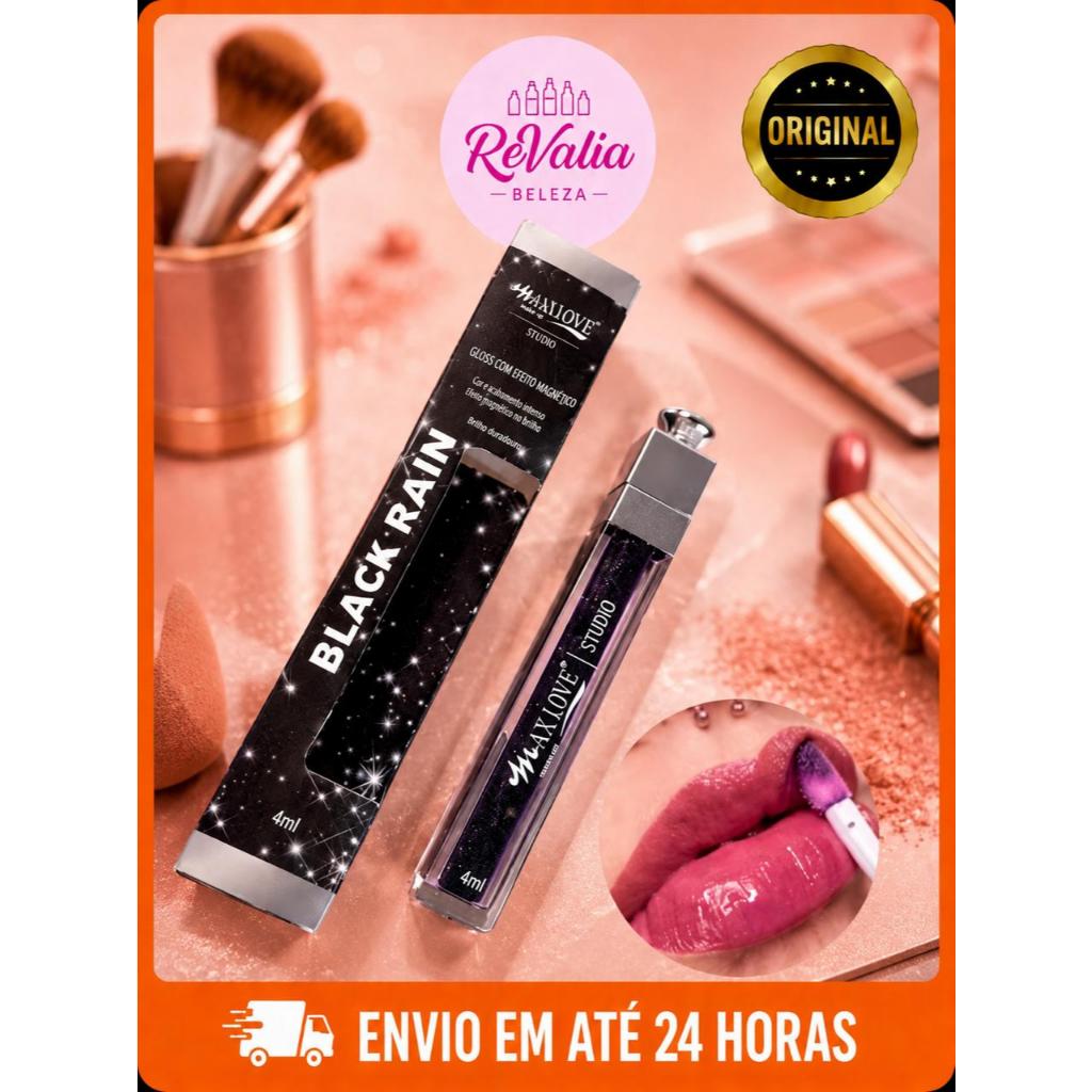 Gloss Labial Black Rain Maxlove Muda de Cor com o pH Brilho Intenso