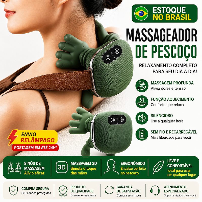 Massageador Elétrico Cervical com 3 Níveis, Aquecimento