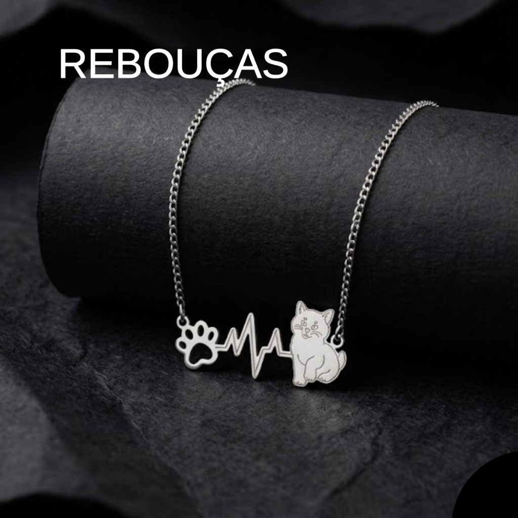 Rebouças Store Colar Feminino Aço Inox Gato Gatinho Gata Gatinha Não Escurece Ref.: 01190524 — imagem 2 de 2
