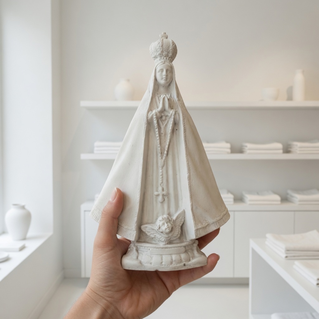 Imagem Nossa Senhora Aparecida Gesso liso Cru 22 cm Artesanal Católica