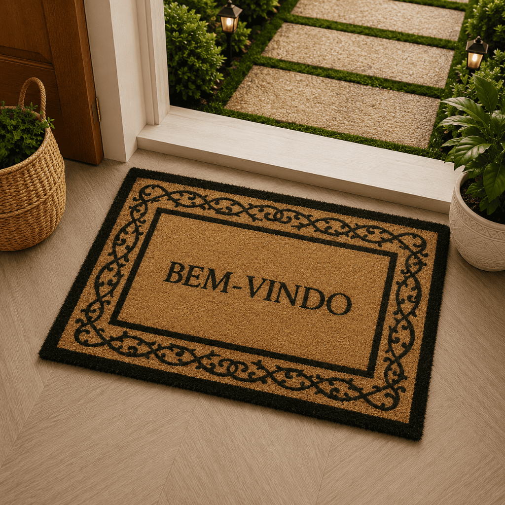 Tapete Porta Entrada Casa Capacho Fibra de Coco Cerca Viva 50x75cm Kapazi