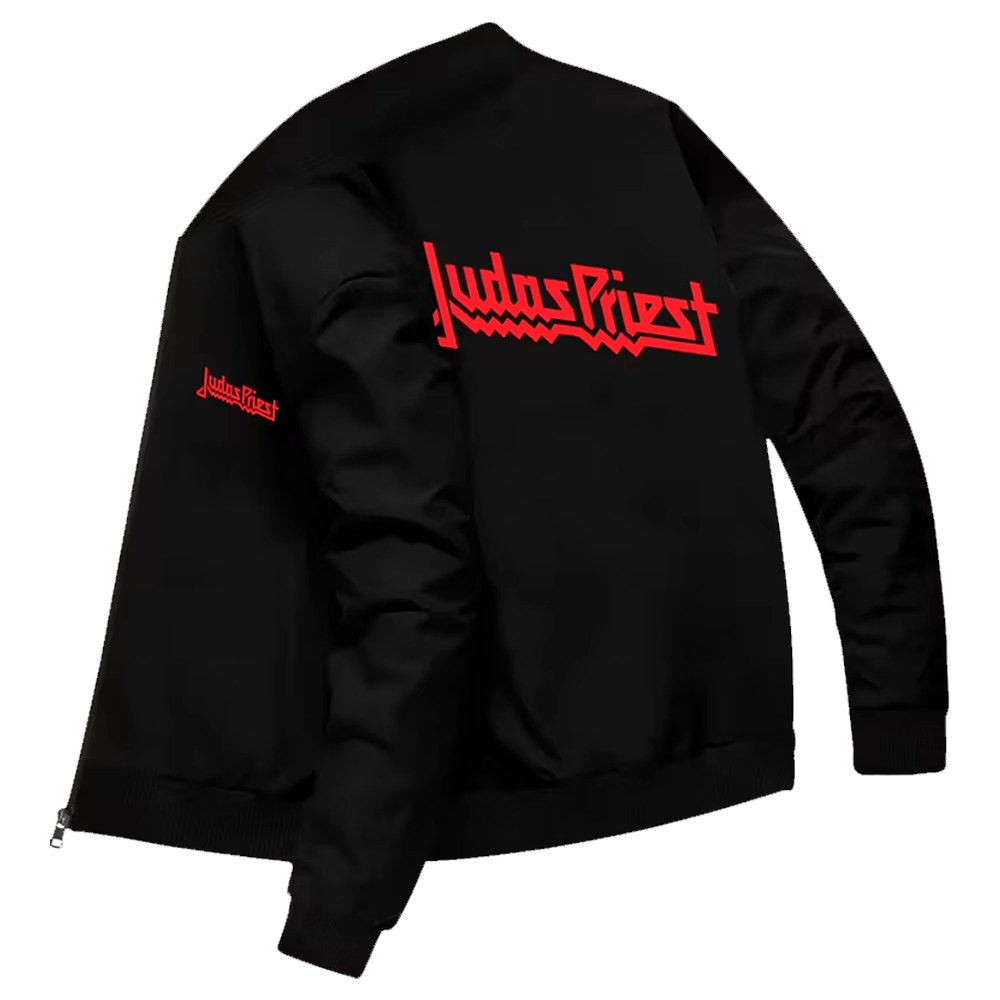 Jaqueta Bomber Estampada Esportes Casual Judas Priest Banda Inglesa Logo Heavy Metal Rock Streetwear