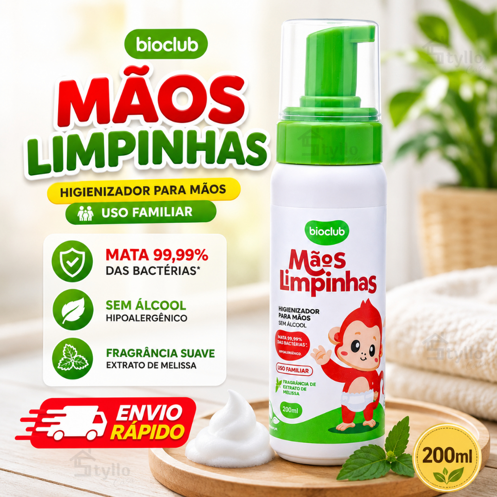 Higienizador Mãos Limpinhas Infantil Menina e Menino 200ml Criança Tudo Limpinho Mãe