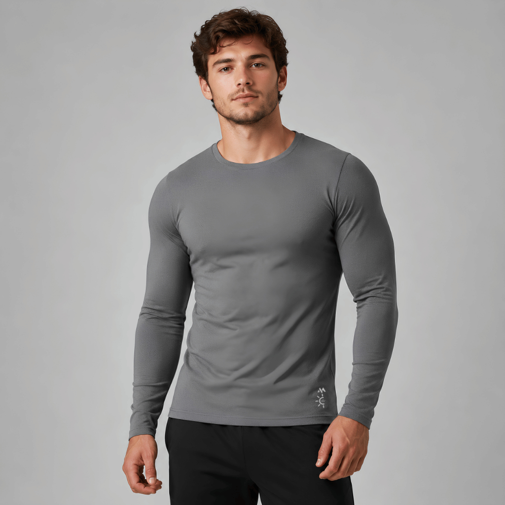 Camiseta Térmica Masculina Segunda Pele Manga Longa  Proteção UV Frio Treino Esporte