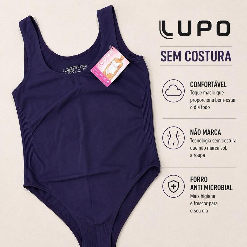 Body Lupo Sem Costura Feminino Original Confortável Forro Antimicrobiano