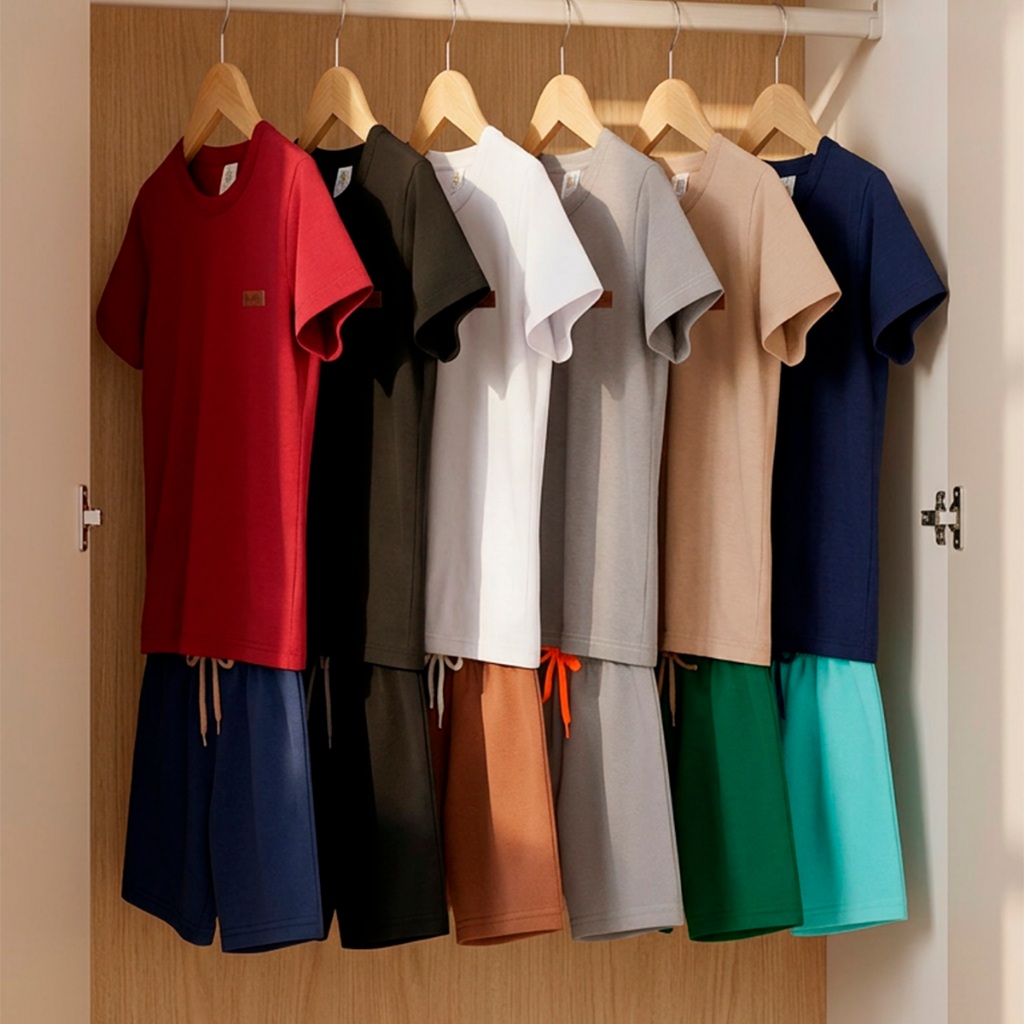 Kit Sortido 6 Peças Roupa Menino Infantil Masculino Conjunto Básico Casual Liso de Verão Roupa Básica de Calor · foto 2