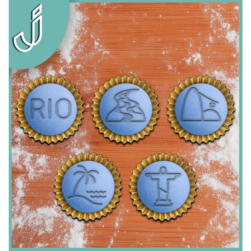 Carimbos Tema Rio de Janeiro Copacabana Cristo Redentor para Brigadeiros / Docinhos Marcador