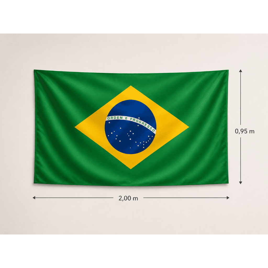 Bandeira do Brasil Copa do Mundo Oficial Grande 2,00x0,95m Tecido Poliéster Eventos Torcida