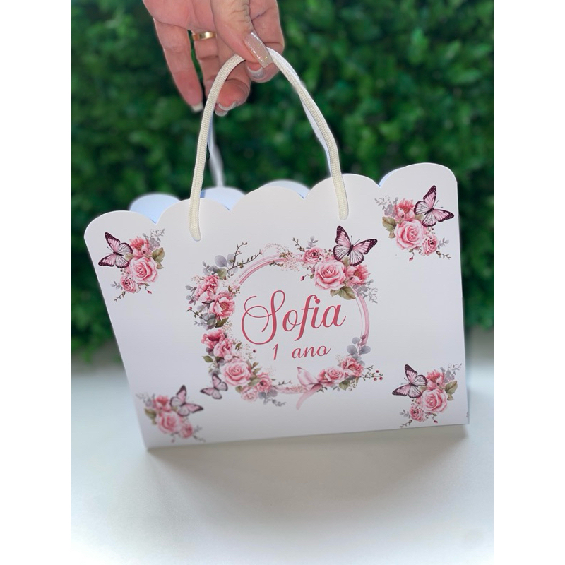 SACOLINHA JARDIM BORBOLETAS 1 Personalizado Lembrancinhas Mimos Aniversário Borboletas Pegue e Monte