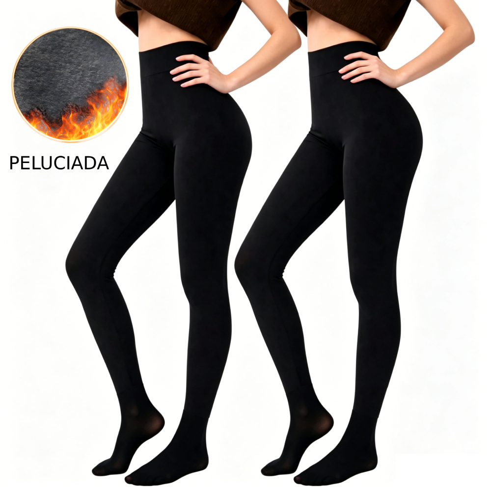 Kit 2 Meia Calça Térmica Peluciada Cintura Alta Modeladora Cós Duplo Inverno com pe e sem pe
