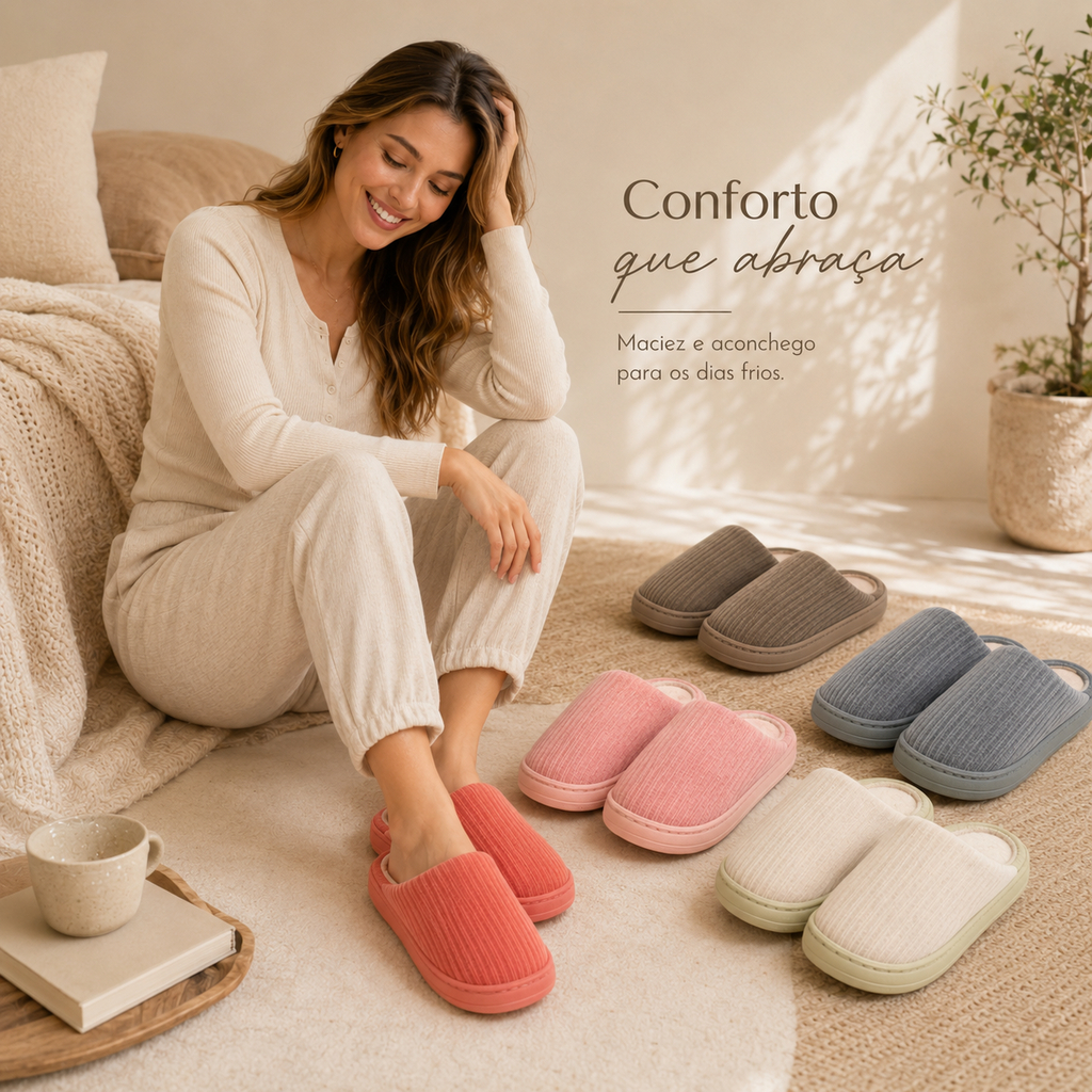 Pantufa Adulto Masculino Feminino Unissex Chinelo De Casa Pelúcia Confortável Inverno FTX9001