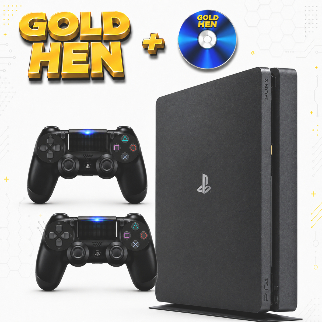 Playstation 4 + GOLD HEN  ( 12.52 ) Com jogos - Slim ou Fat Original - Vídeo Game Completo c/ 500GB ou 1TB