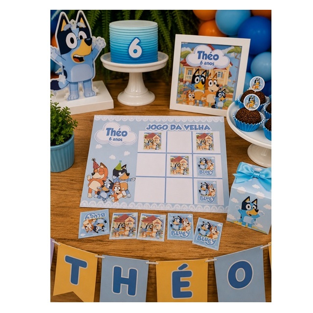 Lembrancinha de aniversário Bluey joguinho da velha - festa - jogo da velha