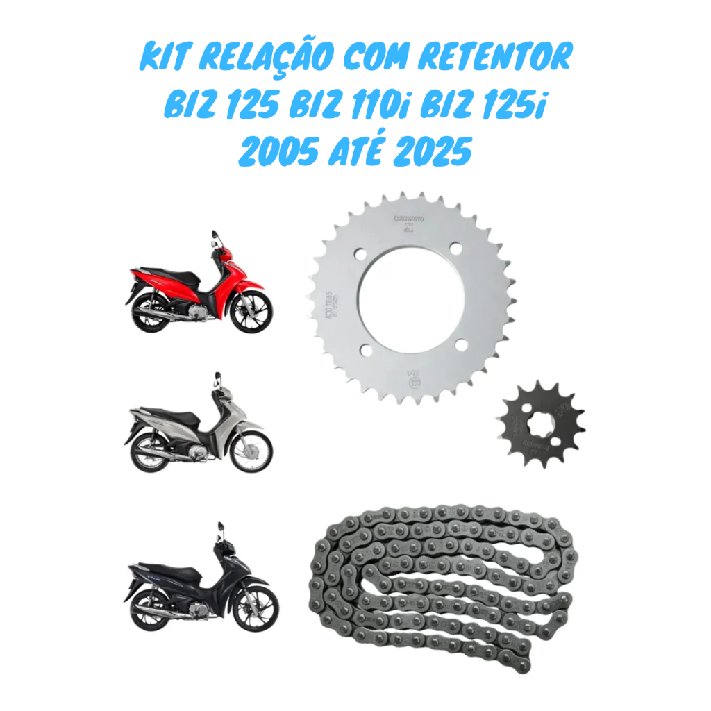 Imagem Kit Relação Transmissão Biz 125 110i 2005 A 2025 C/retentor