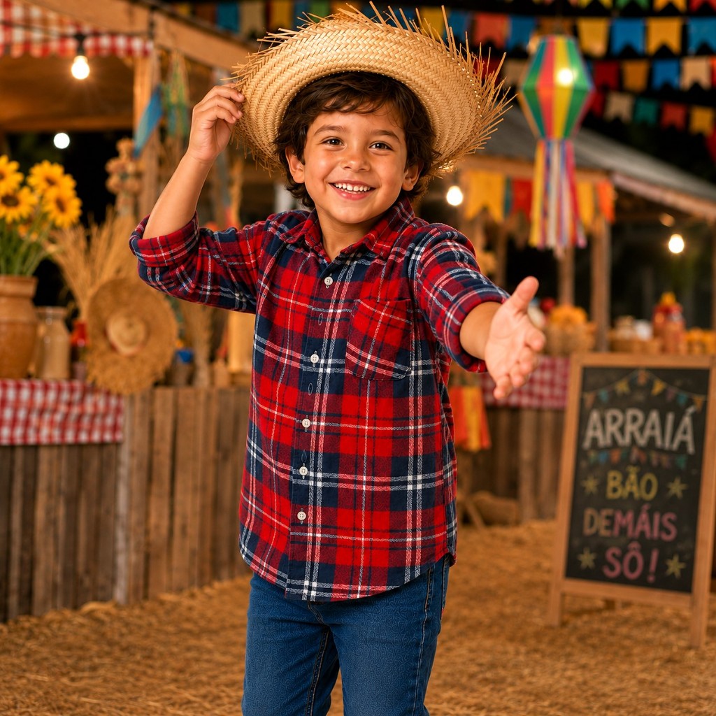 Camisa Xadrez Menino Infantil Juvenil Manga Longa Flanelada Festa Junina Quadrilha Envio Imediato