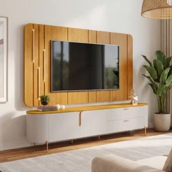 Rack Para Sala com Painel Para TV 75 Pol Dion D05 Bali Cedro - Lyam Decor