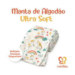 Manta Cobertor 120x100 Ultra Soft Antialérgico de Algodão para Bebês - ColorBaby