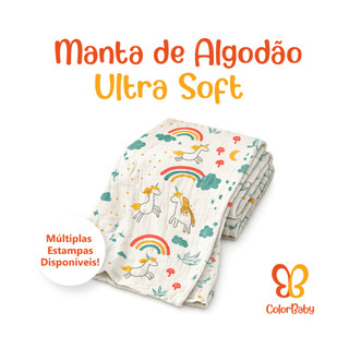 Manta Cobertor 120x100 Ultra Soft Antialérgico de Algodão para Bebês - ColorBaby