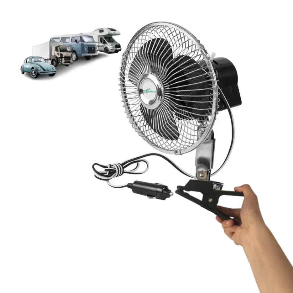 Ventilador 12v ou 24v Ultra Silencioso Potente Carro Van Motor Home Ônibus 12V ou 24V 6" ou 8"