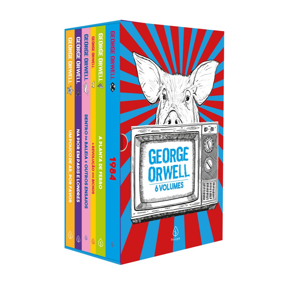 Box George Orwell com 6 livros, pôster e marcador de página