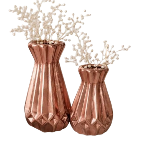 Enfeite Decorativo Dupla Cristal em Cerâmica Vaso Moderno Enfeite