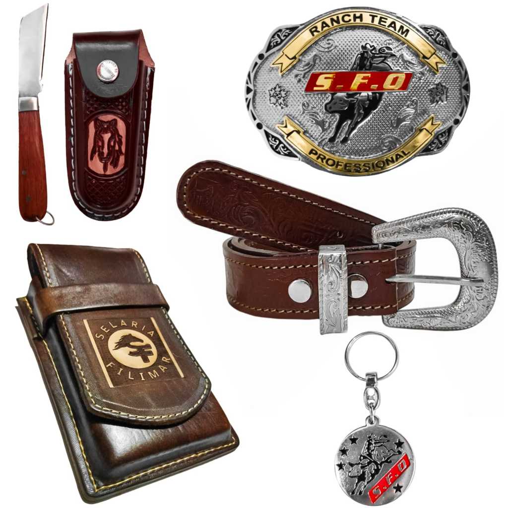 Kit Cavalgada Com Cinto Country Fivela Bainha E Canivete Capa Oferta