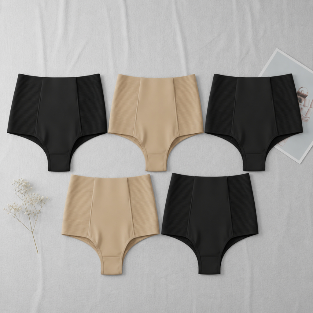 Kit 1 a 5 Cinta Modeladora Calcinha Segura Barriga Cintura Alta Suplex Galena