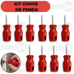 Kit 10 Unidades Chave De Fenda Toco Magnética Profissional Aço Carbono Cabo Anatômico Nove54