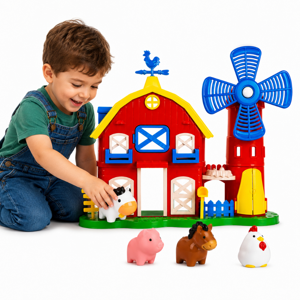 Celeiro de Brinquedo Infantil Com Acessorios Fazendinha Infantil Com Animais da Fazenda