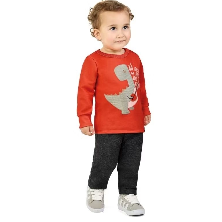 Conjunto Moletom Infantil Masculino Felpado Inverno Tam 1 a 3