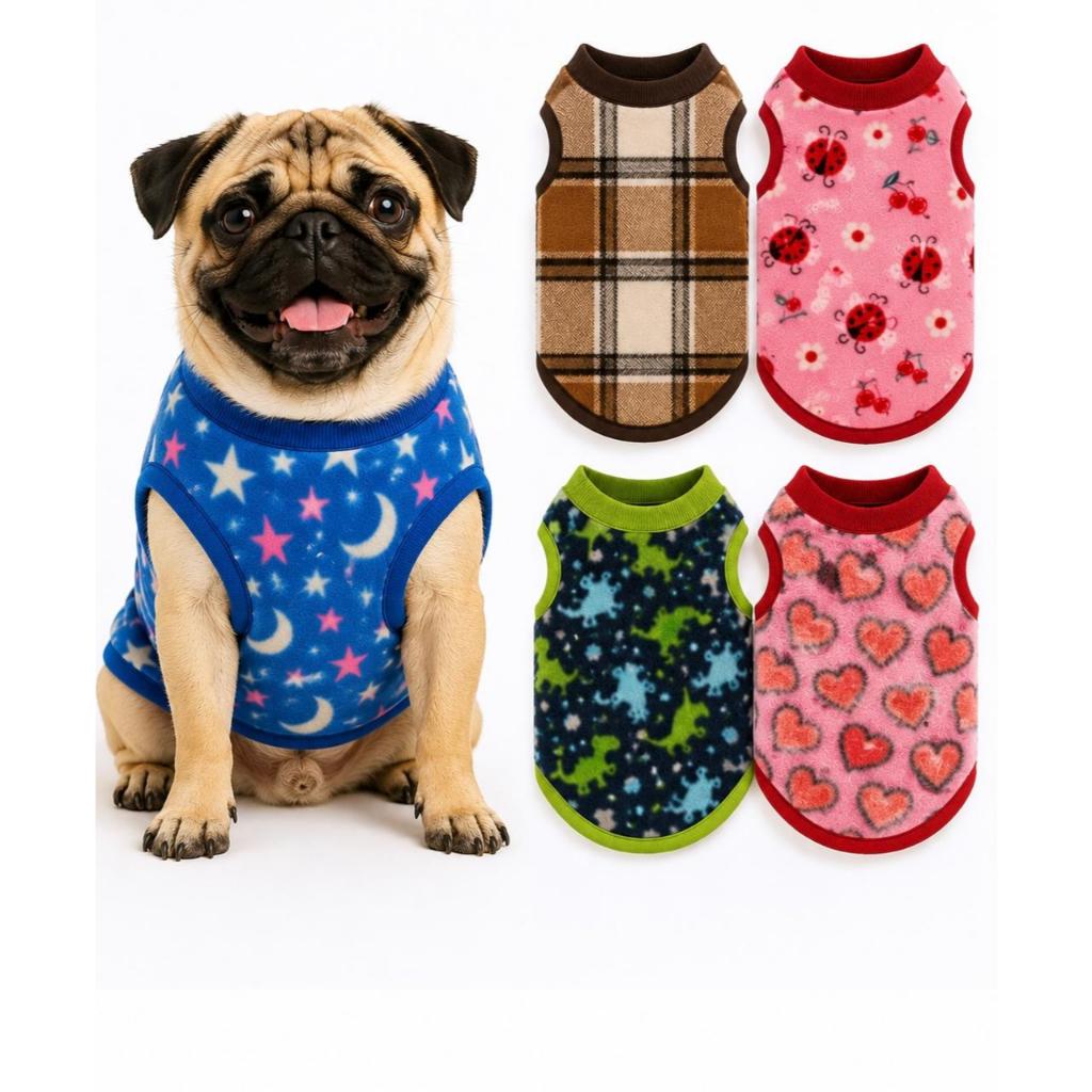 Roupa Pet Soft Inverno Cachorro e Gato Quentinha Fleece Estampada roupinha pet