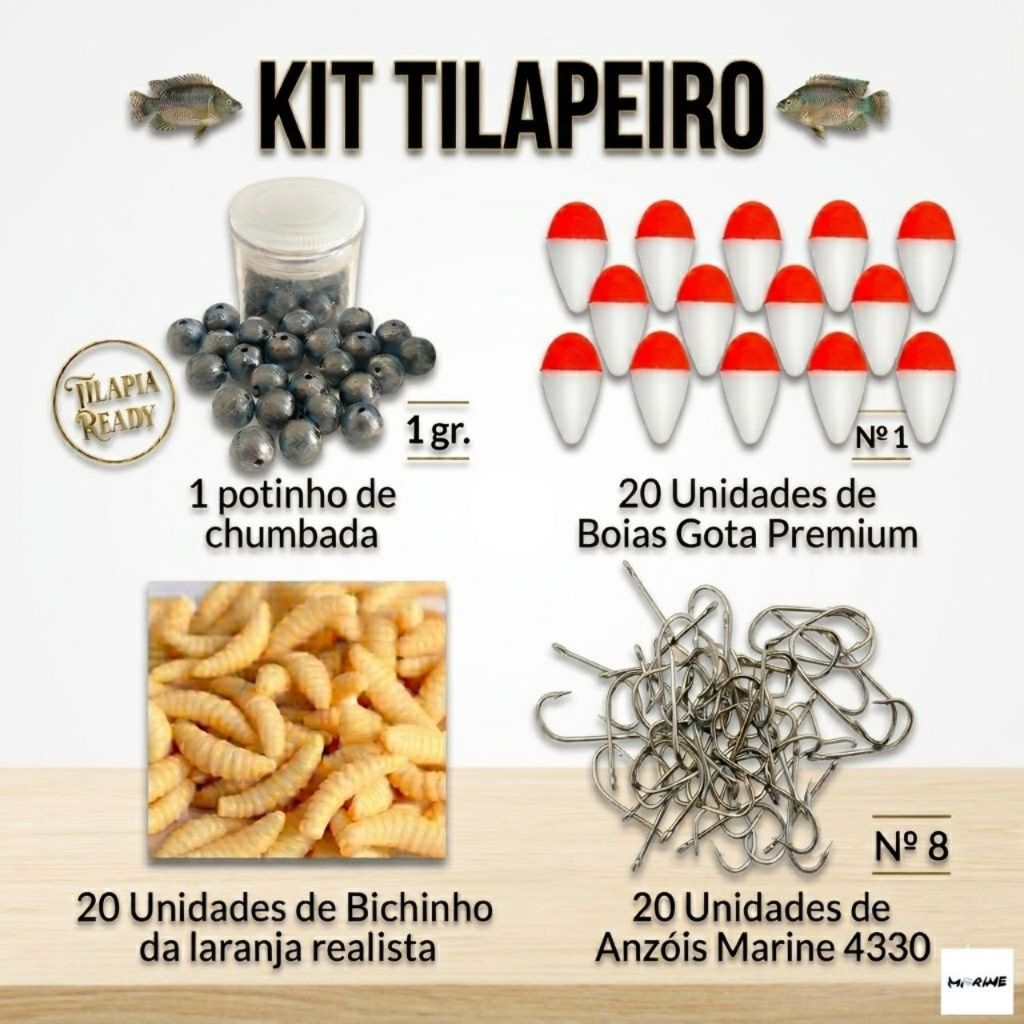 Kit Pesca para Tilápia - Equipamento de Alta Precisão bichinho da laranja realista tilapeira