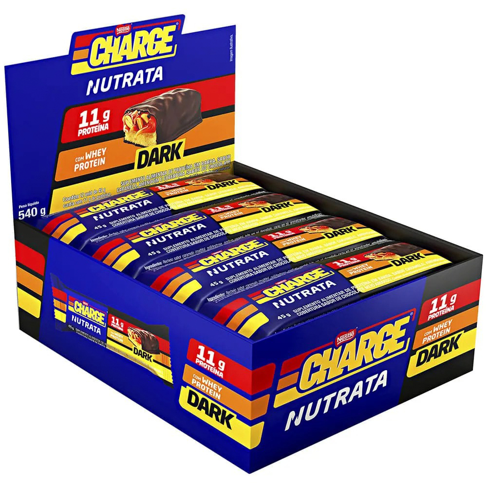 Barra de Proteina Charge Bar Nutrata Display 12 Unidades Suplemento Alimentar