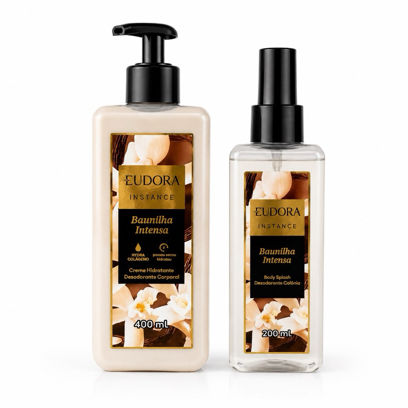 Kit Eudora Instance Baunilha Intensa Creme Hidratante Corporal 400ml + Body Splash 200ml