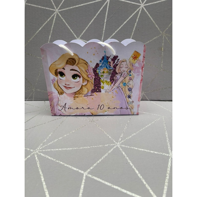 PEGUE E MONTE Sacolinha Rapunzel Aquarela Personalizada Aniversário Infantil Surpresa Lembrancinha Enrolados
