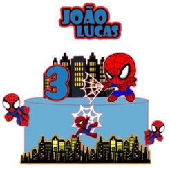 Homem Aranha Topo de Bolo Personalizado Nome e Idade , Topo para decoração de Bolo.