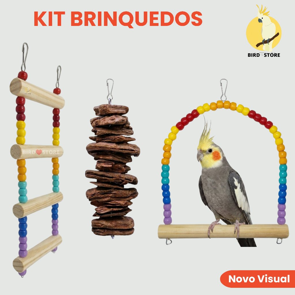 Brinquedos Para Calopsita Agapornis Periquito Ring Neck Aves kit Acessórios Brinquedo Para Gaiola balanço Poleiro