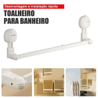 Suporte Porta Toalha de Parede com Ventosa suporte toalha– Giratório, Retrátil e Sem Furar