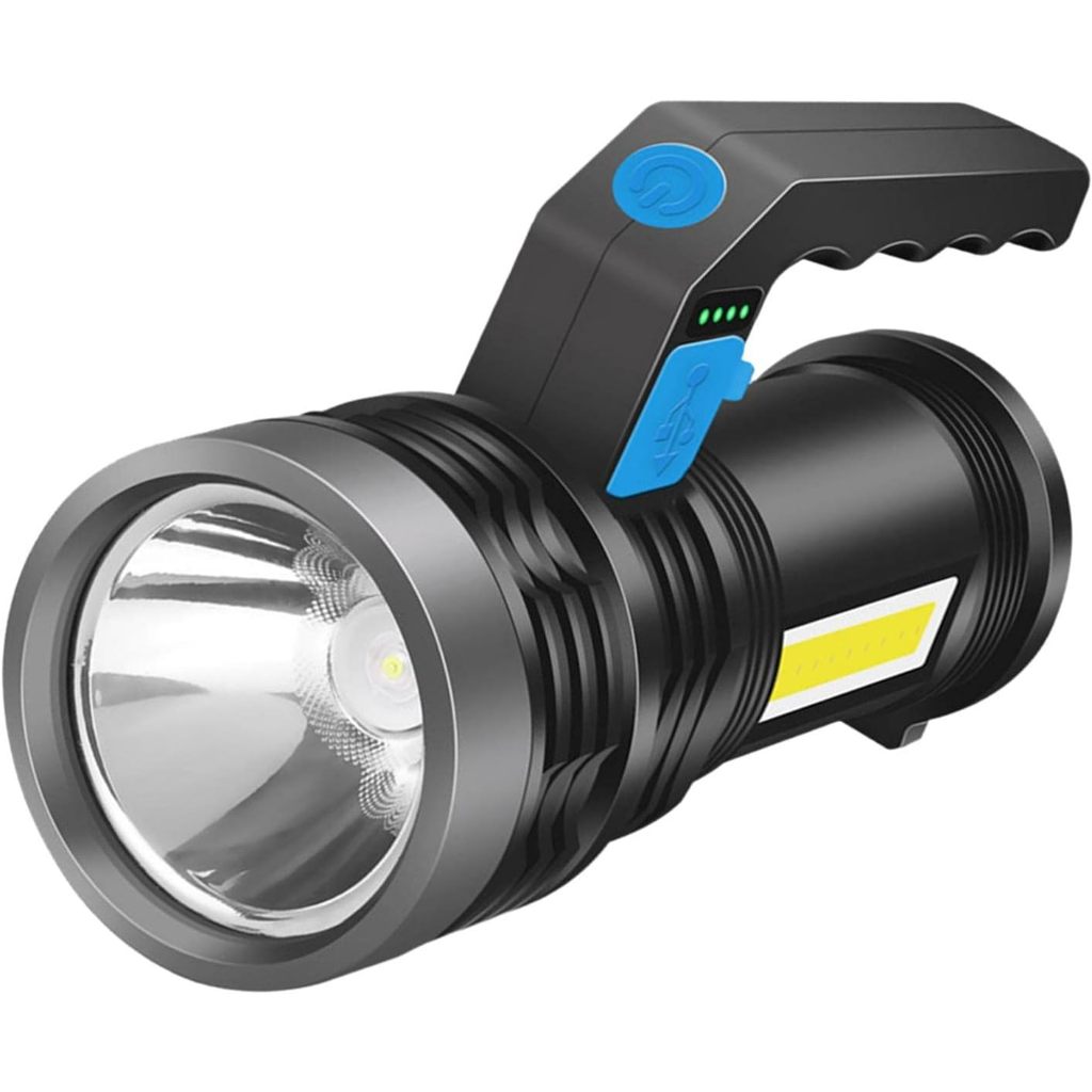 Lanterna LED Recarregável Holofote Searchlight Potente Portátil Camping Pesca Trilha Emergência