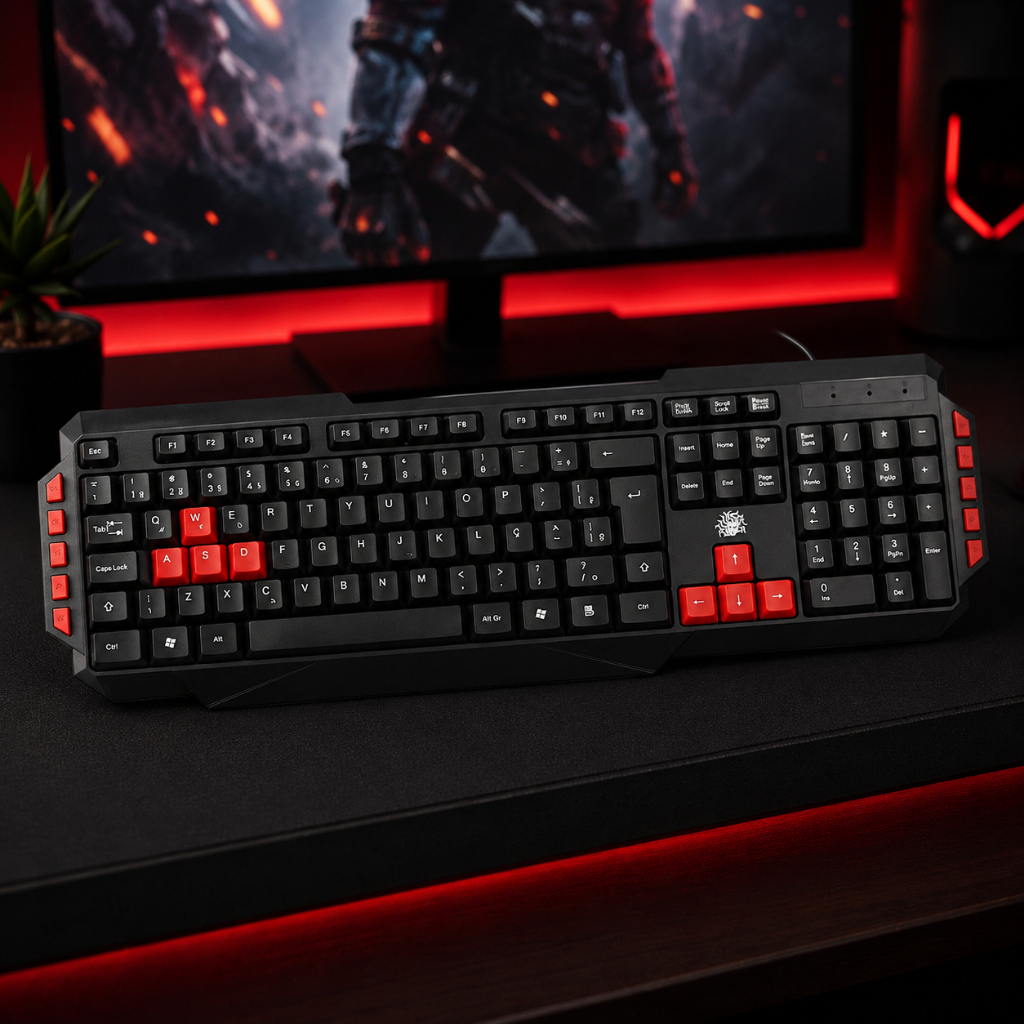 Teclado Mouse Gamer ABNT2 Teclas Destacadas Multimídia Lateral USB