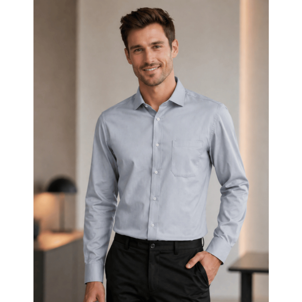 Camisa Social Masculina Microleve Clássica Não Amassa Uniforme Empresa Masculina Manga Longa Festa Trabalho Bolso