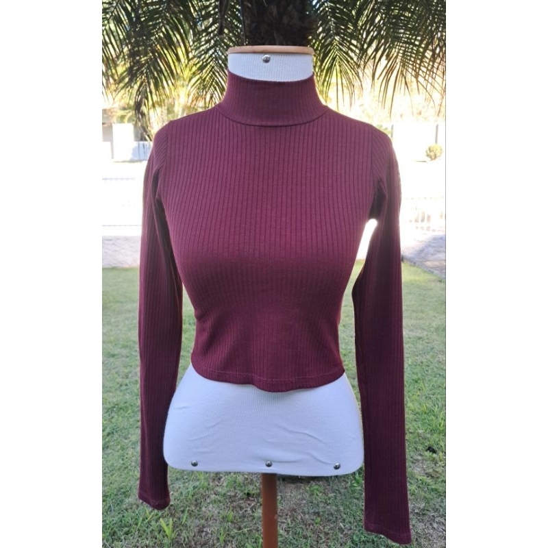 Blusa Cropped M Modinha malha Canelada ● [Brechó]