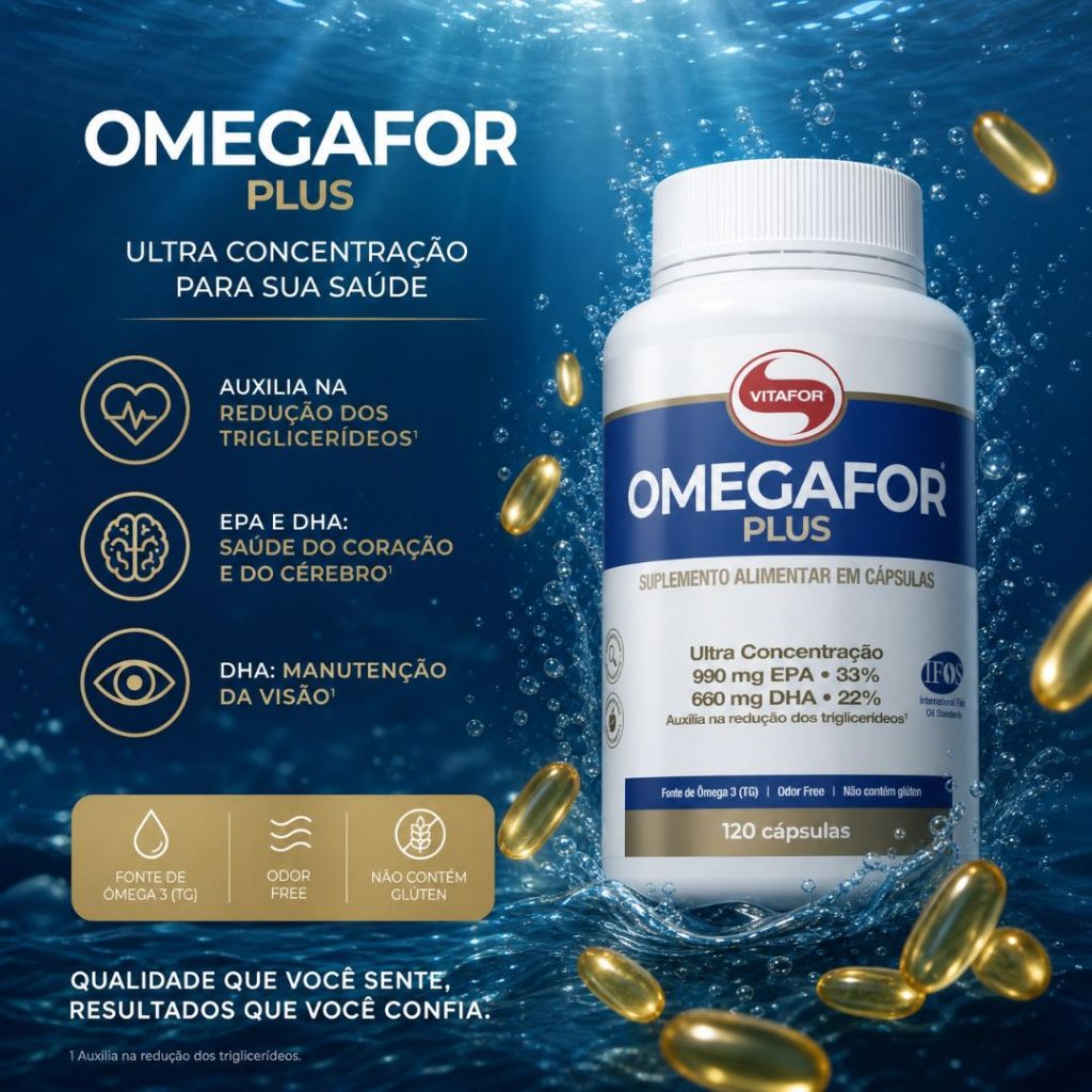 kits Omegafor Plus | Vitafor — Fonte concentrada de ômega 3 — 120 cápsulas