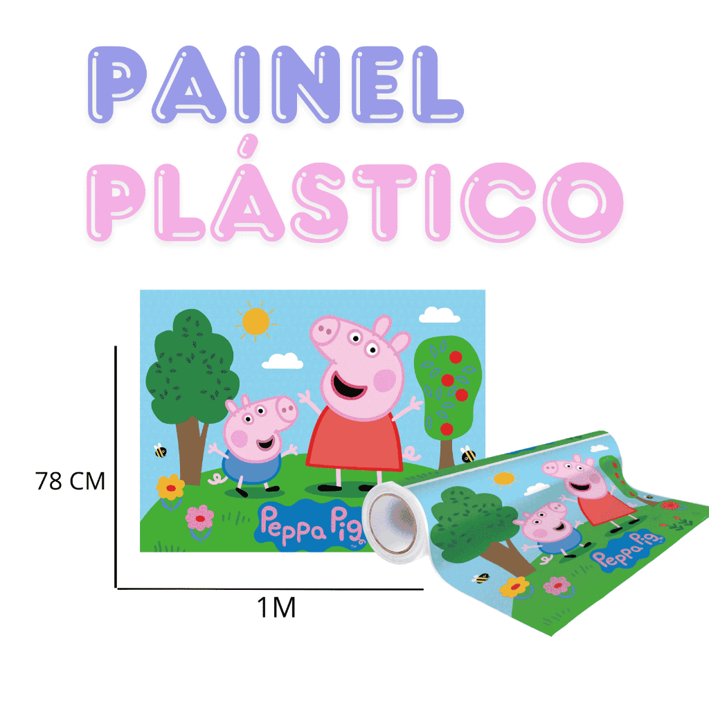 Kit festa Peppa Pig Decoração Anive Painel + Toalha Plástica ROSA metalizado Mais completo e novo