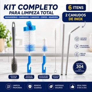 Kit 4 Escovas Para Lavar Louça Garrafa Copo Mamadeira Canudo