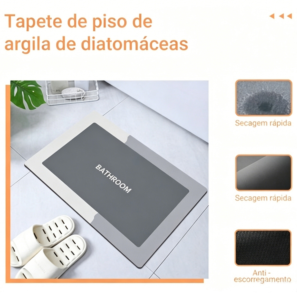 Tapete Banheiro Antiderrapante Absorvente 60x40cm Base Borracha Fácil Limpar Secagem Rápida — imagem 2 de 2