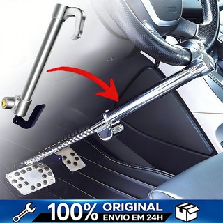Tranca Trava Carros Volante Pedal Carro Anti Furto Segurança Universal,Aço inoxidável,2 chaves