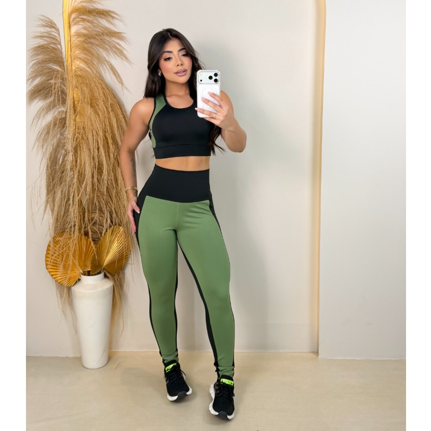 Conjunto Feminino Academia Calça Legging e Top Zero Transparência Conforto e Estilo Para Treinos