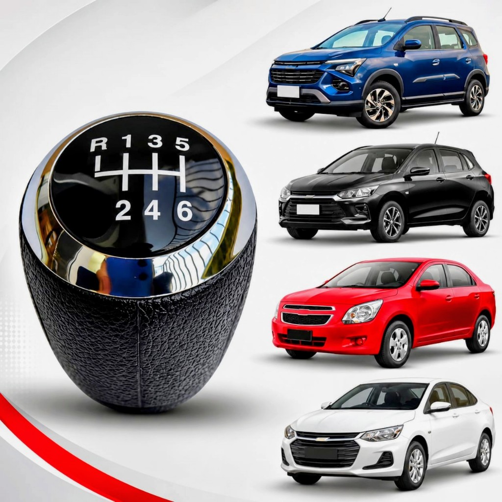 Manopla Bola Cambio Gm Onix 2017 a 2020 6 Marchas Preta com aro  Cromada